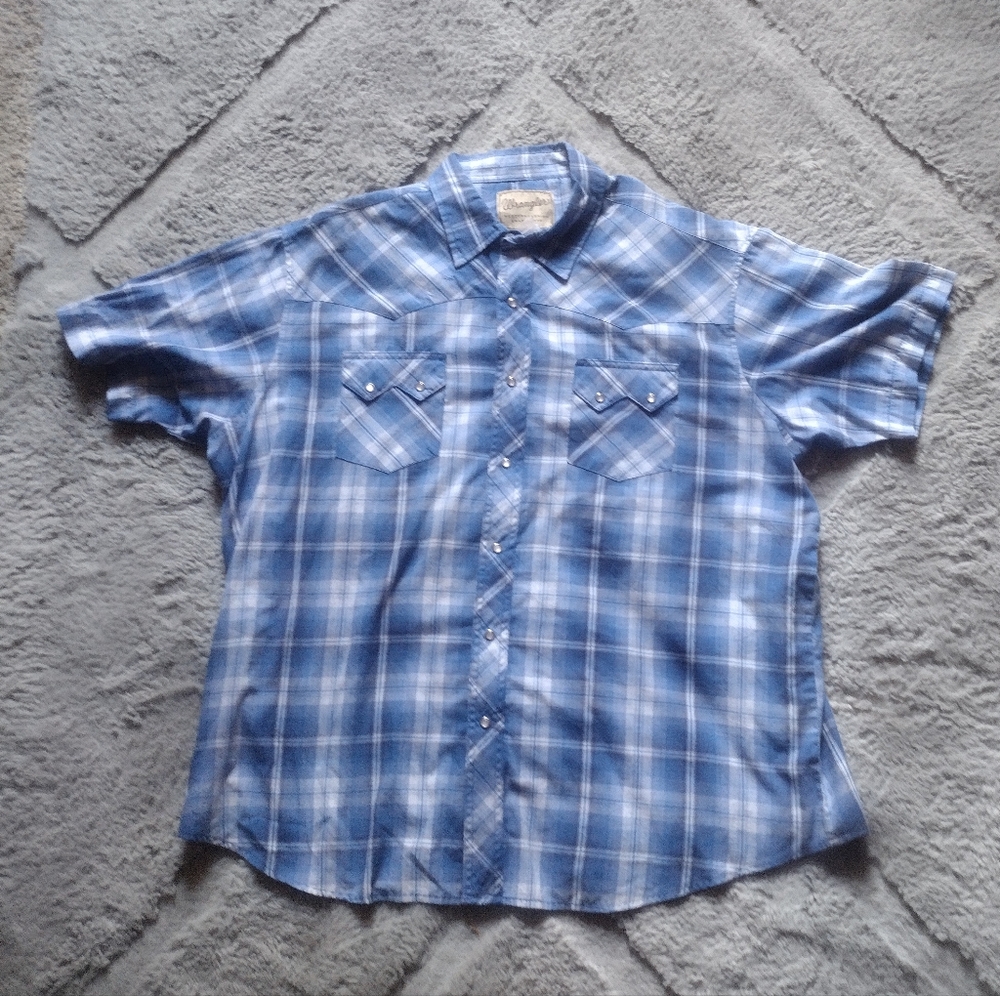 Wrangler Western Pearl Snap Shirt XXL 2XL Sawtooth Pockets.